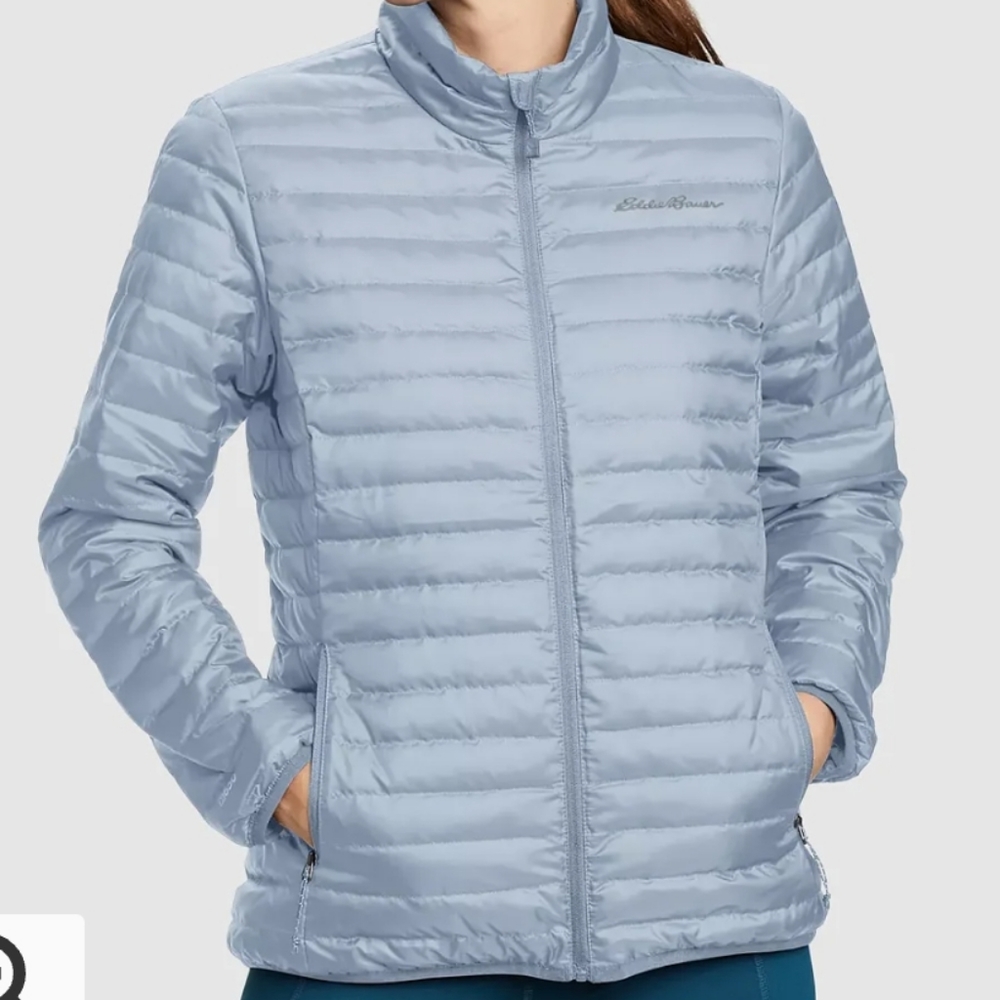 Eddie Bauer Light Gray EB700 700 Fill Down Jacket Zip Coat